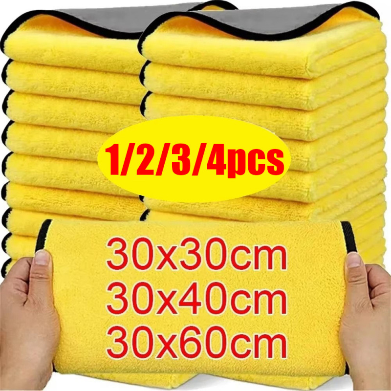 1/2/3pcs Double Sides Car Micr - Microfiber Car Drying Towel Super Absorbent ulasan dan harga